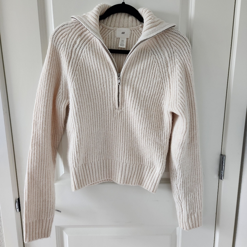 H&M Cream Rib-Knit Pullover